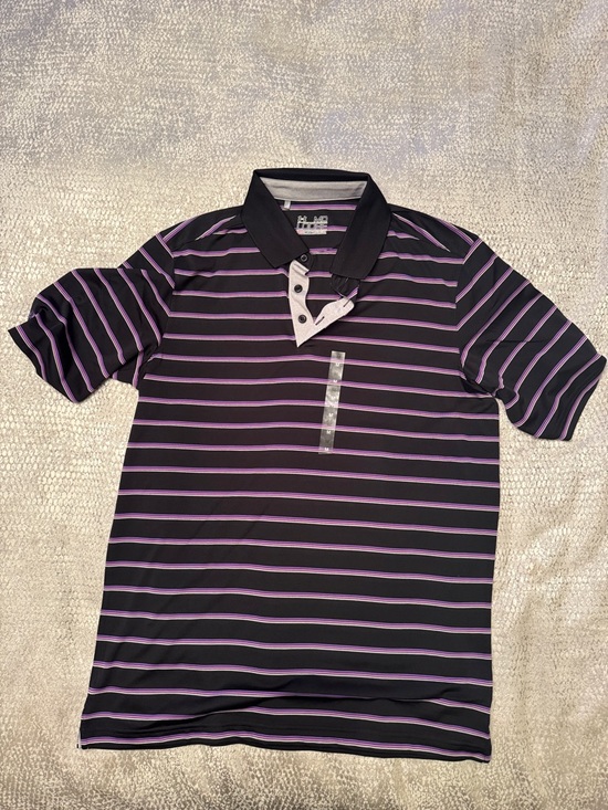 Under Armour Other - Under Armour Black Heatgear Polo with Purple Stripe Detail.  Medium.